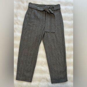 Wilfred Charcoal Belted Cropped Wool/ Cashmere Blend Dress Pants